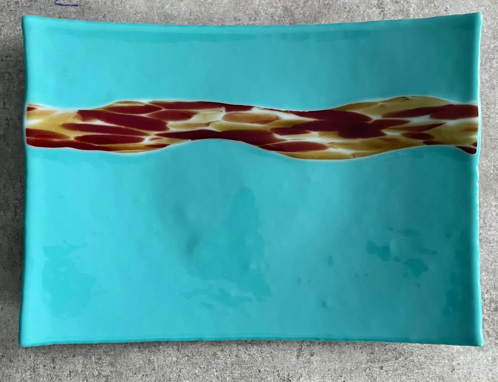 1990s Turquoise Fused Art Glass Decor - 2