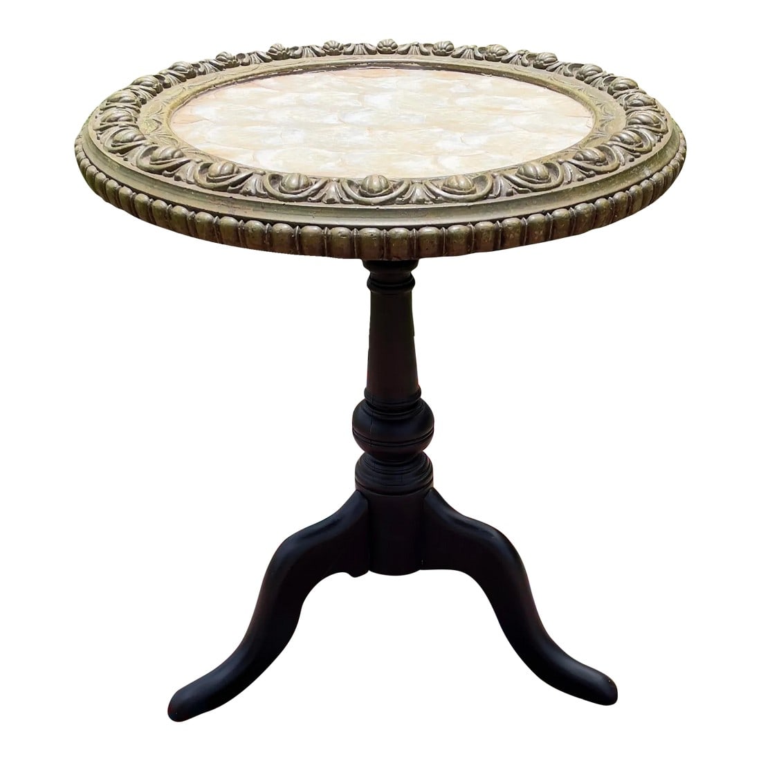 Vintage Capiz Shell Table With Ebonized Wooden Base (1 of 3)