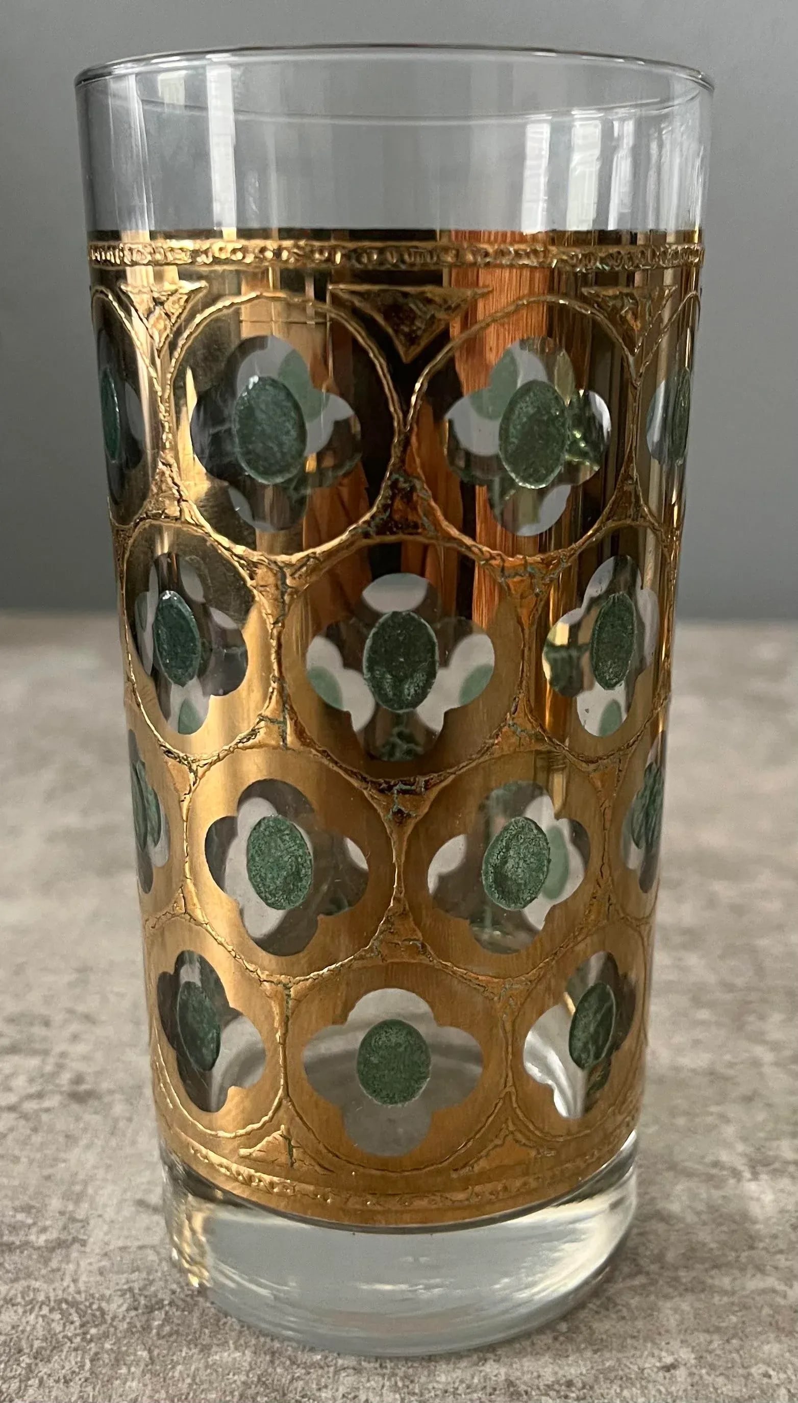 1960s Georges Briard 22k Gold and Green Highball Glasses- Set of 4 - 5
