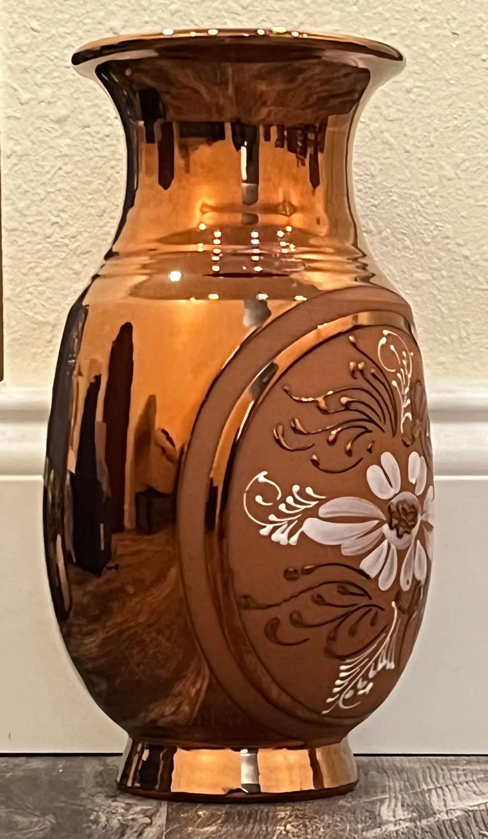 1950s Copper Dipped Terra Cotta Floral Vase - 2