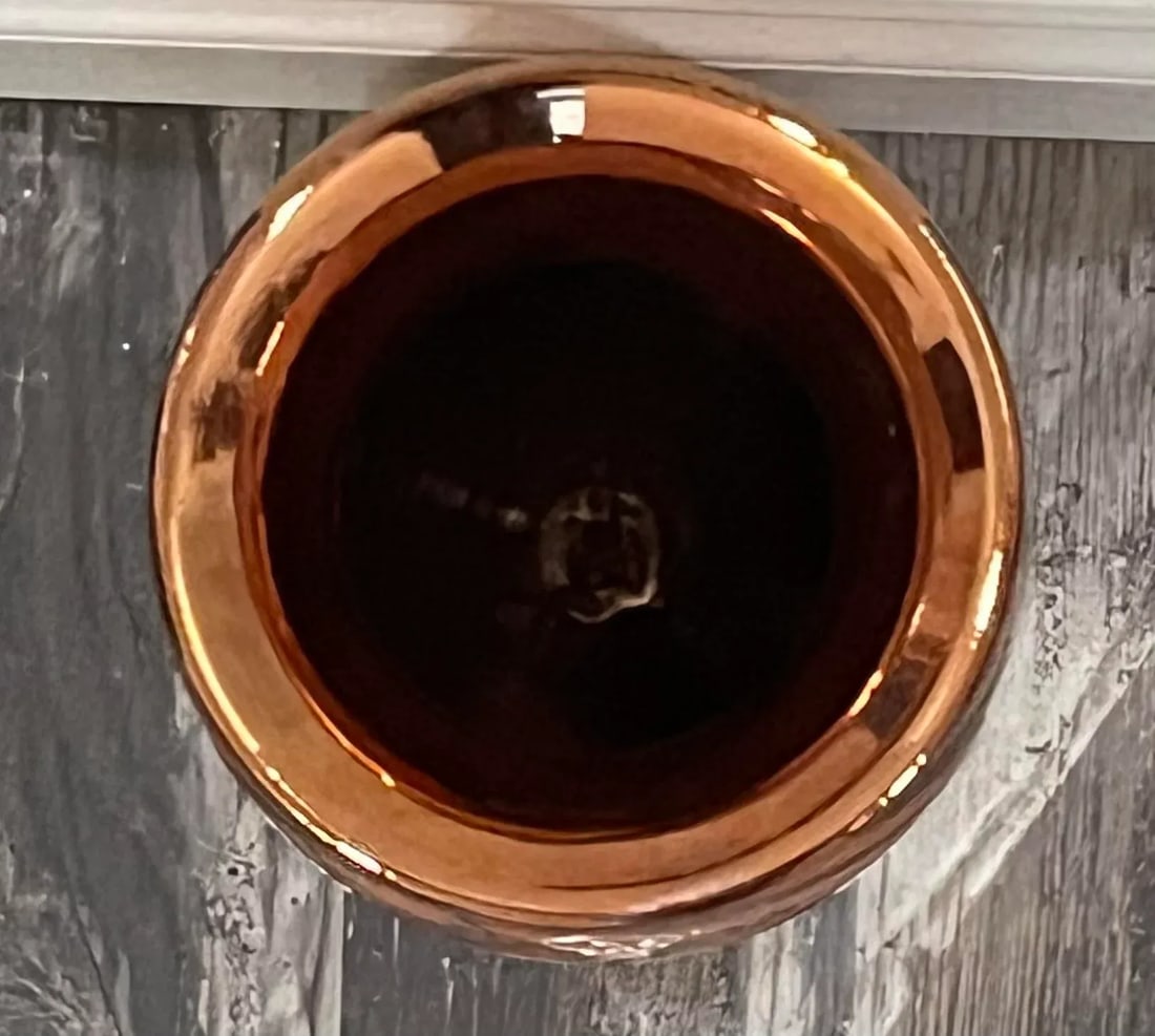 1950s Copper Dipped Terra Cotta Floral Vase - 4