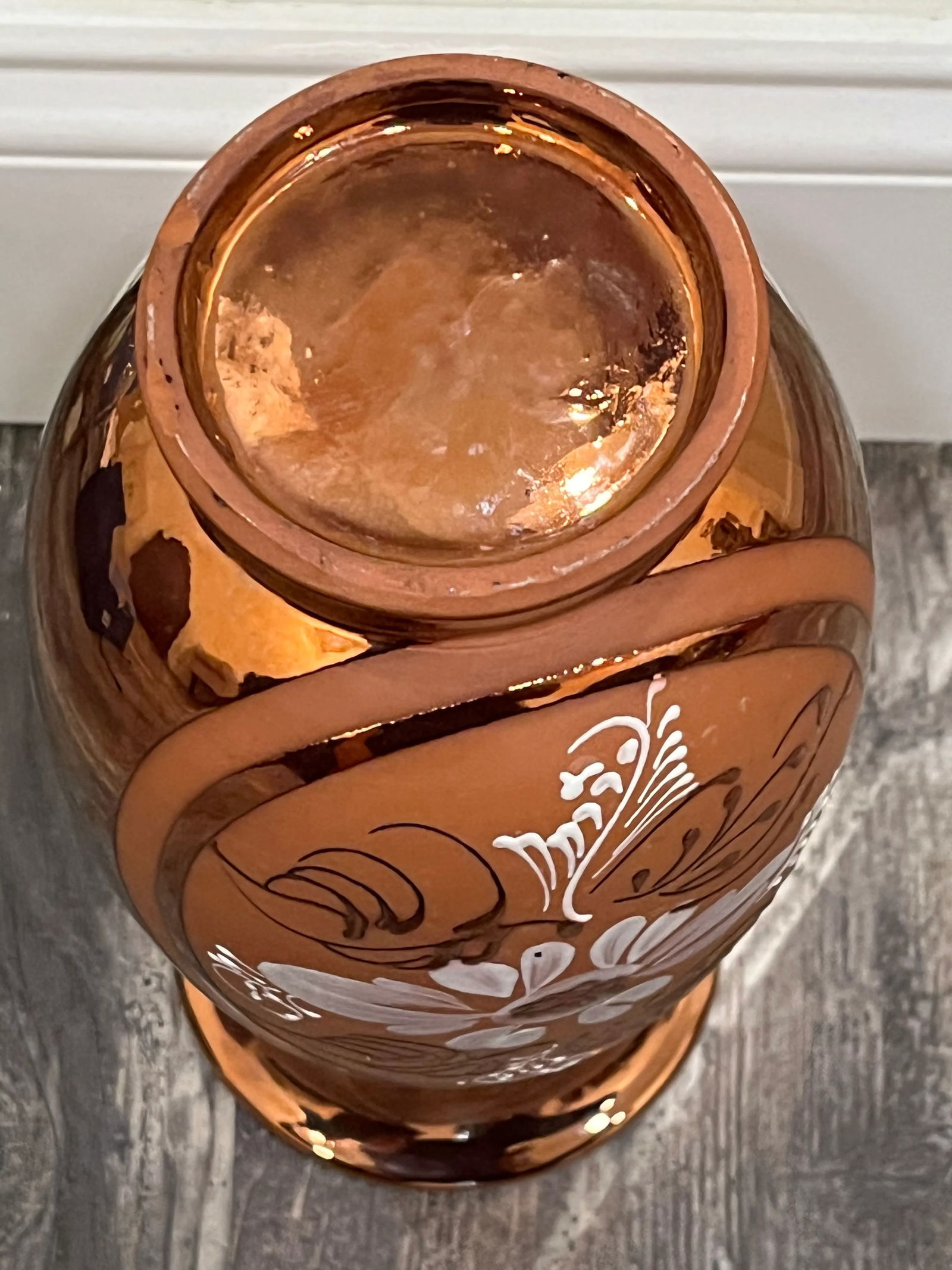 1950s Copper Dipped Terra Cotta Floral Vase - 5