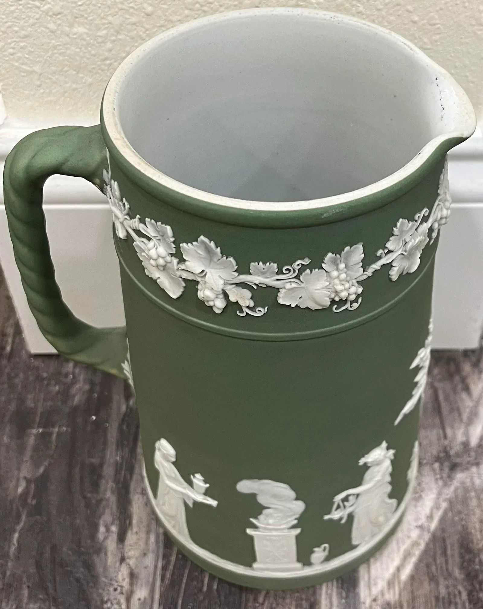 Sage Green Wedgwood Dipped Jasperware Pitcher, Circa 1912 - 2