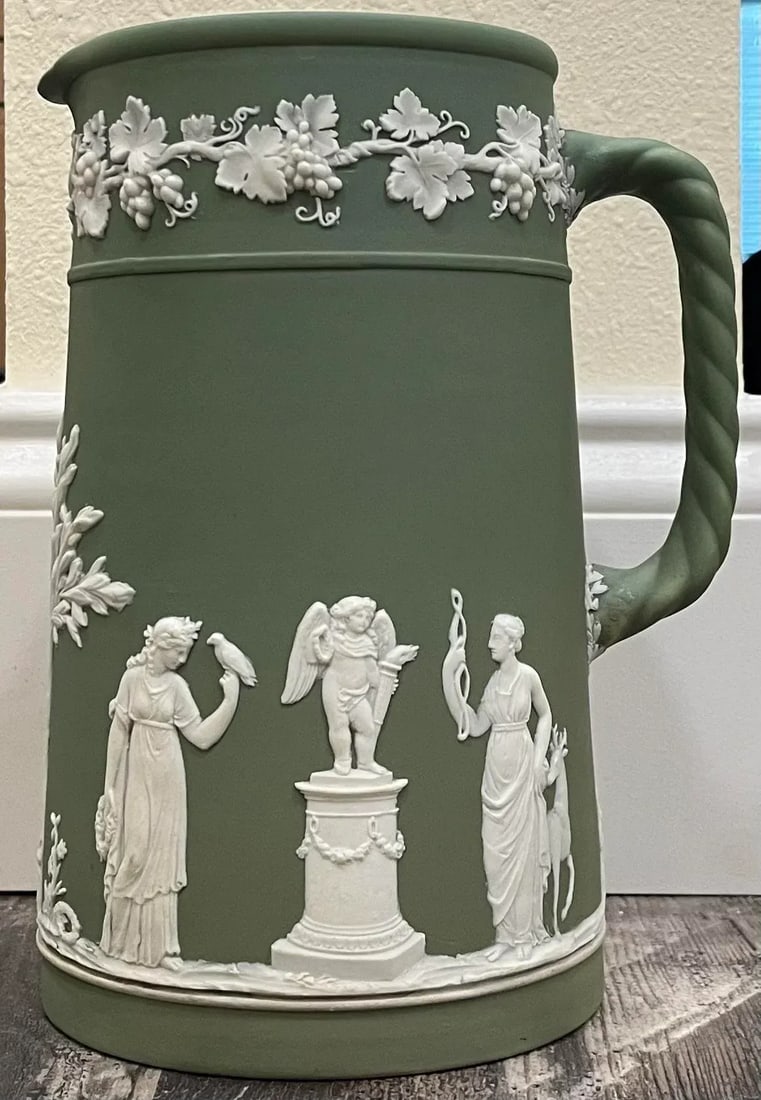 Sage Green Wedgwood Dipped Jasperware Pitcher, Circa 1912 - 5