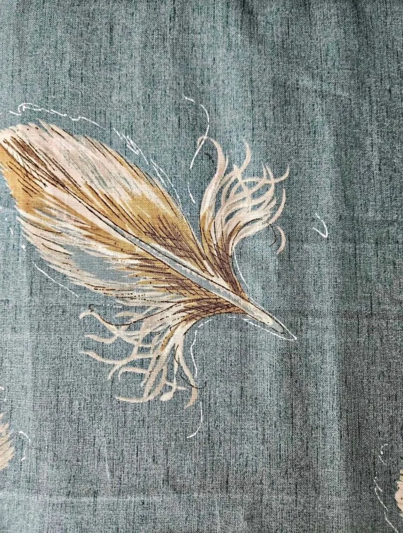 1980s Schumacher Feathers Fabric- 2.75 Yards - 2