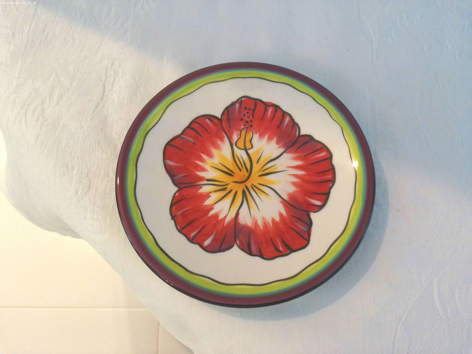 1980s Clay Art Hibiscus Plates, Set of 5 - 2