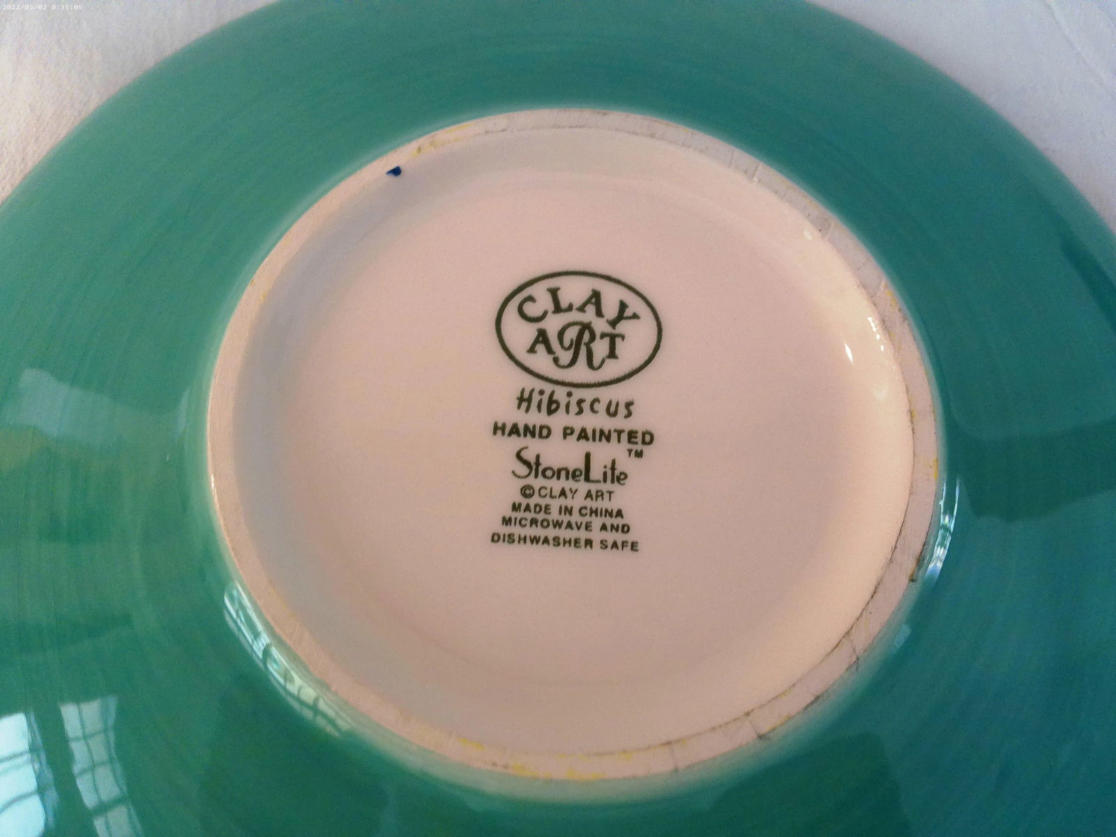 1980s Clay Art Hibiscus Plates, Set of 5 - 5