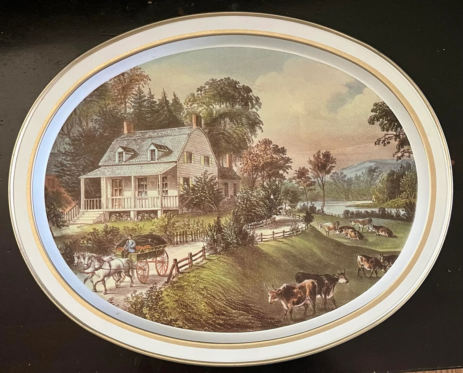 1980s Currier and Ives Decorative Tray - 4