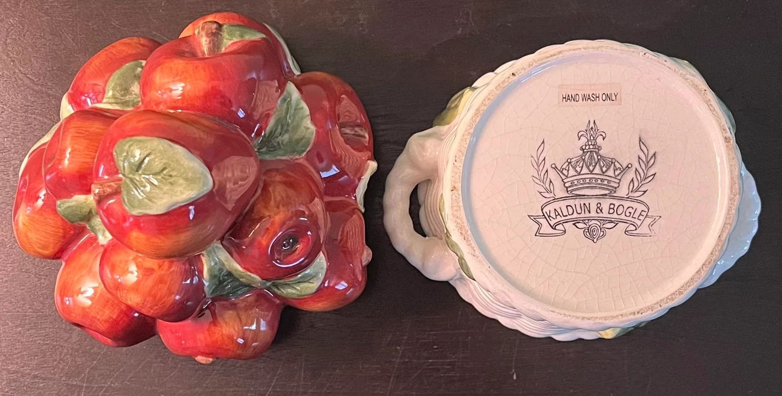 1990s Kaldun and Bogle Majolica Style Apple Jar Topiary - 6