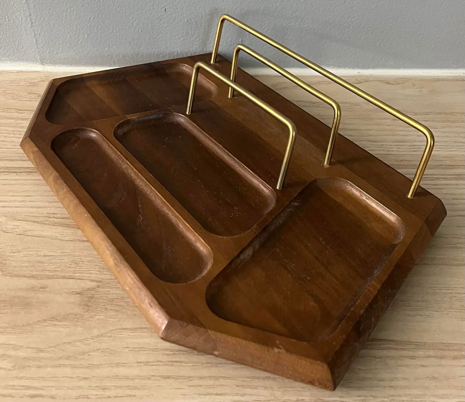 1970s Mid-Century Modern Walnut Desk Organizer - 2