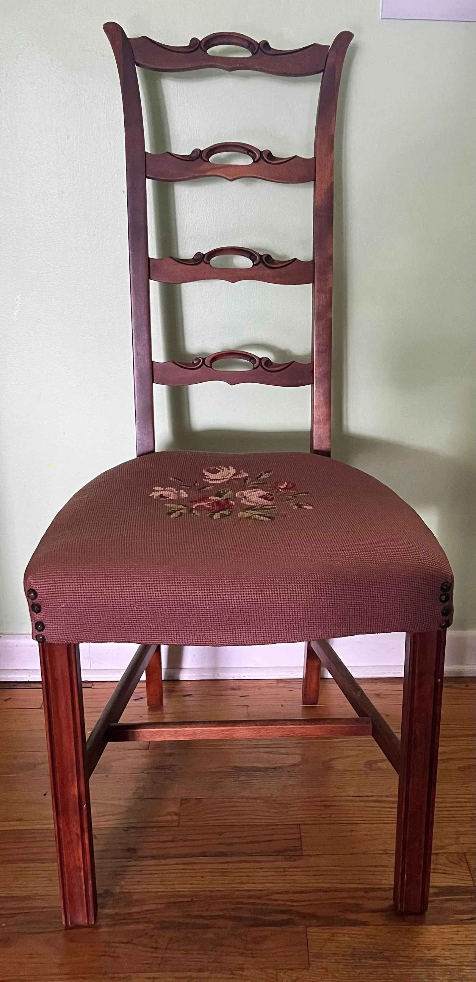 Circa 1800s Victorian Ribbonback Needlepoint Chair - 2