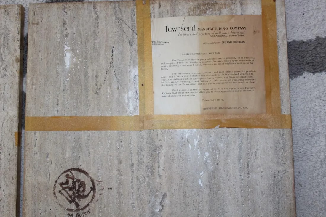 Townsend Manufacturing Co. Dark Travertine End Tables - A Pair - 10