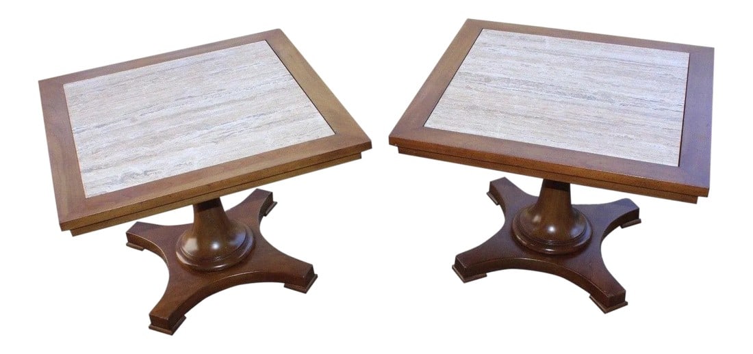Townsend Manufacturing Co. Dark Travertine End Tables - A Pair (1 of 13)