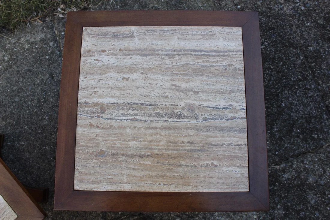 Townsend Manufacturing Co. Dark Travertine End Tables - A Pair - 5