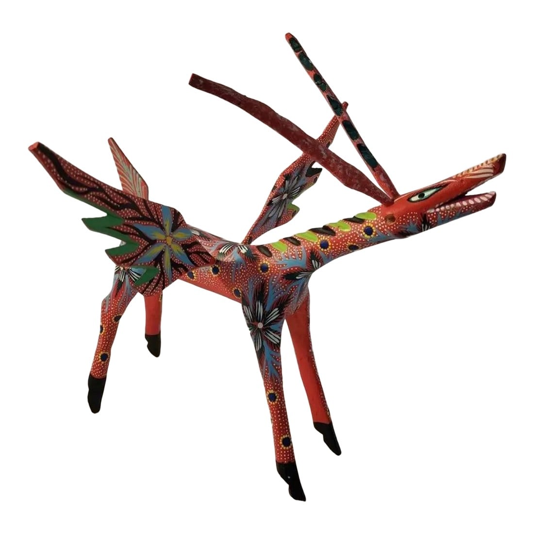 Mexican Folk Art Alebrije by Vincente Hernandez Vasquez: Absolutely stunning Vicente Hernandez Vasquez Mexican Folk Art Alebrije. The word Alebrije means "imaginary" or "fantasy," describing a style of animal carvings with exceptional paint schemes.