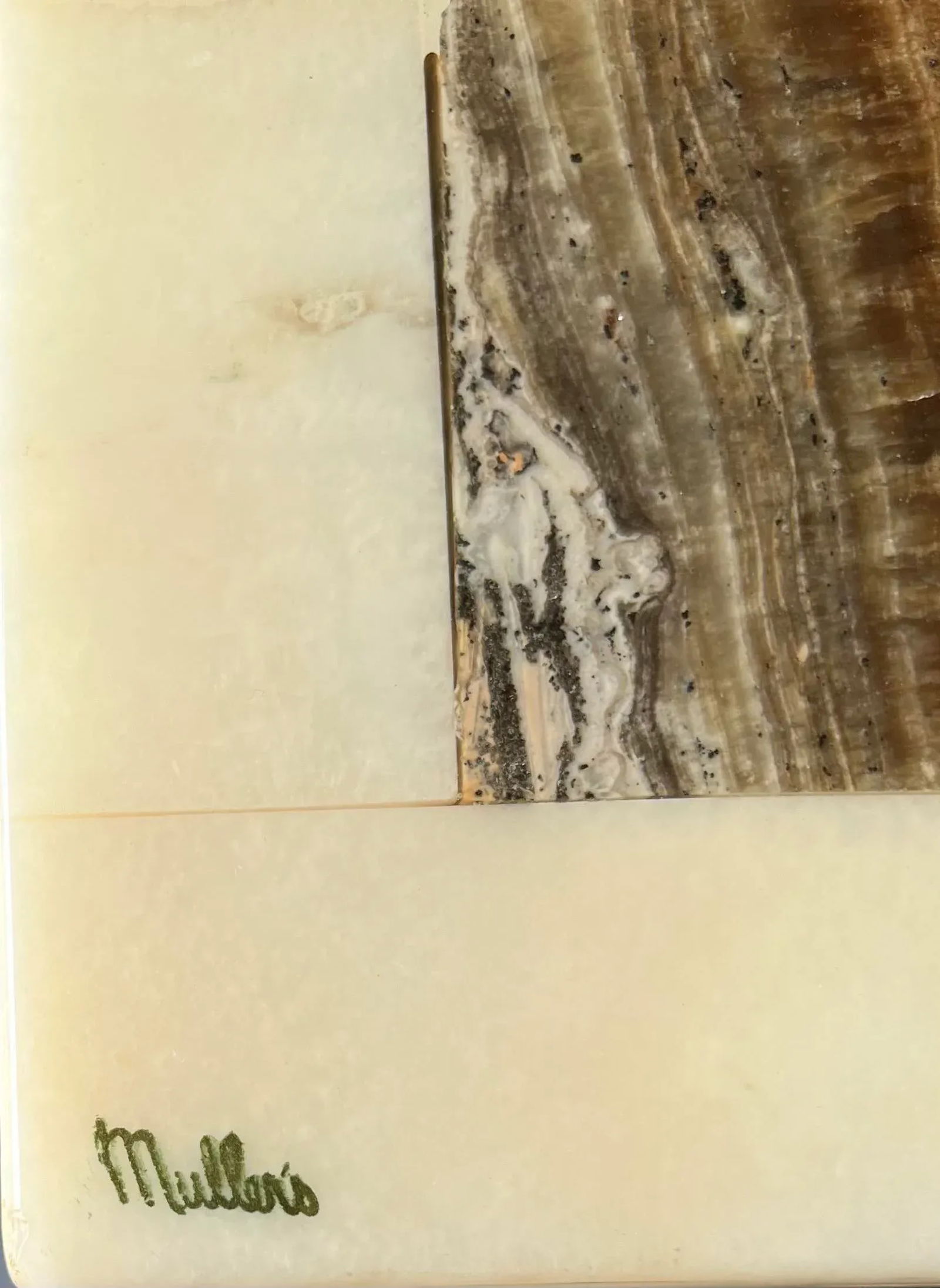 1960 Vintage Signed Muller of Mexico Onyx Pedestal/Side Table. - 7