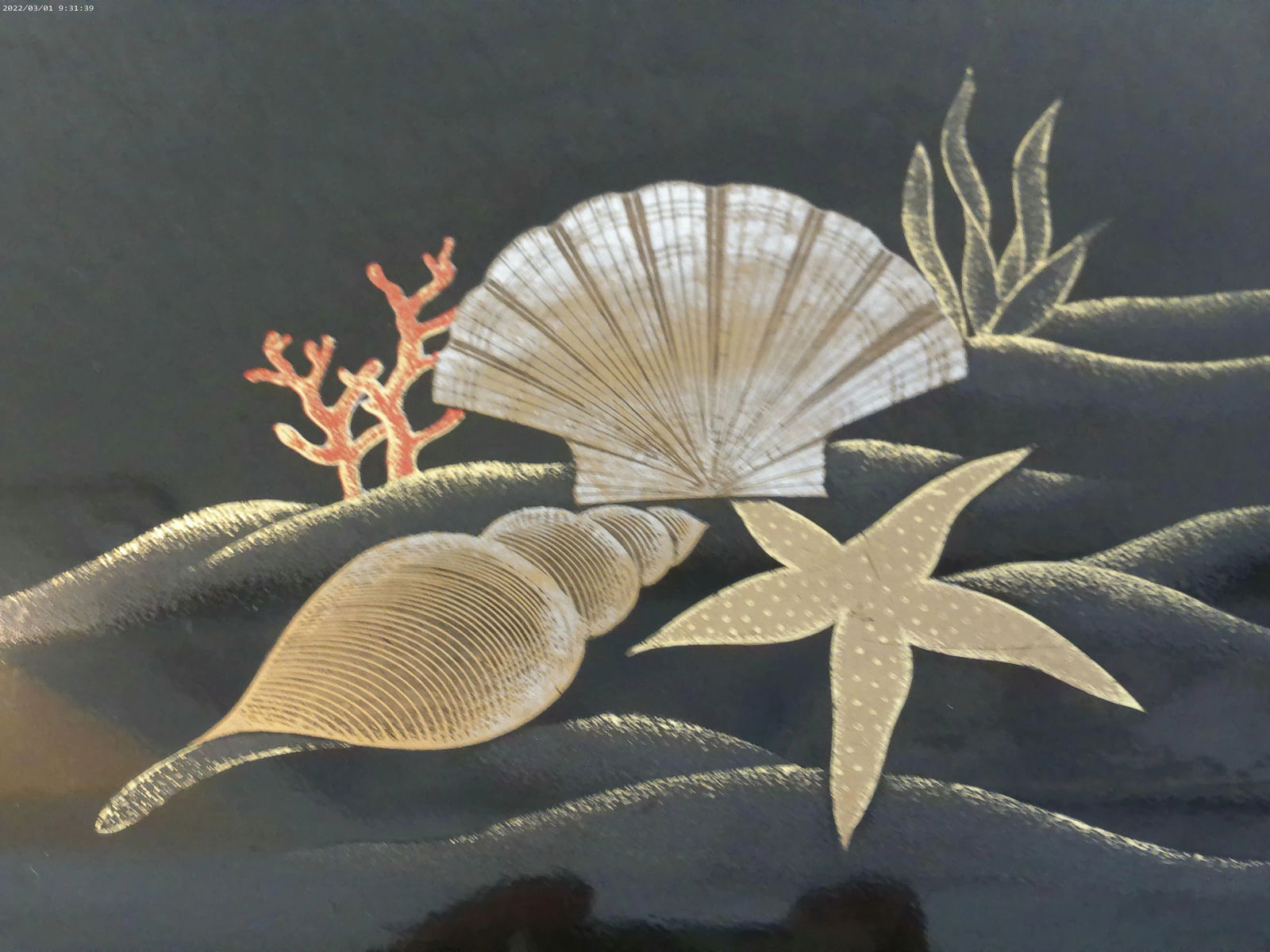 1970s Black Otagiri Sea Life Tray - 2