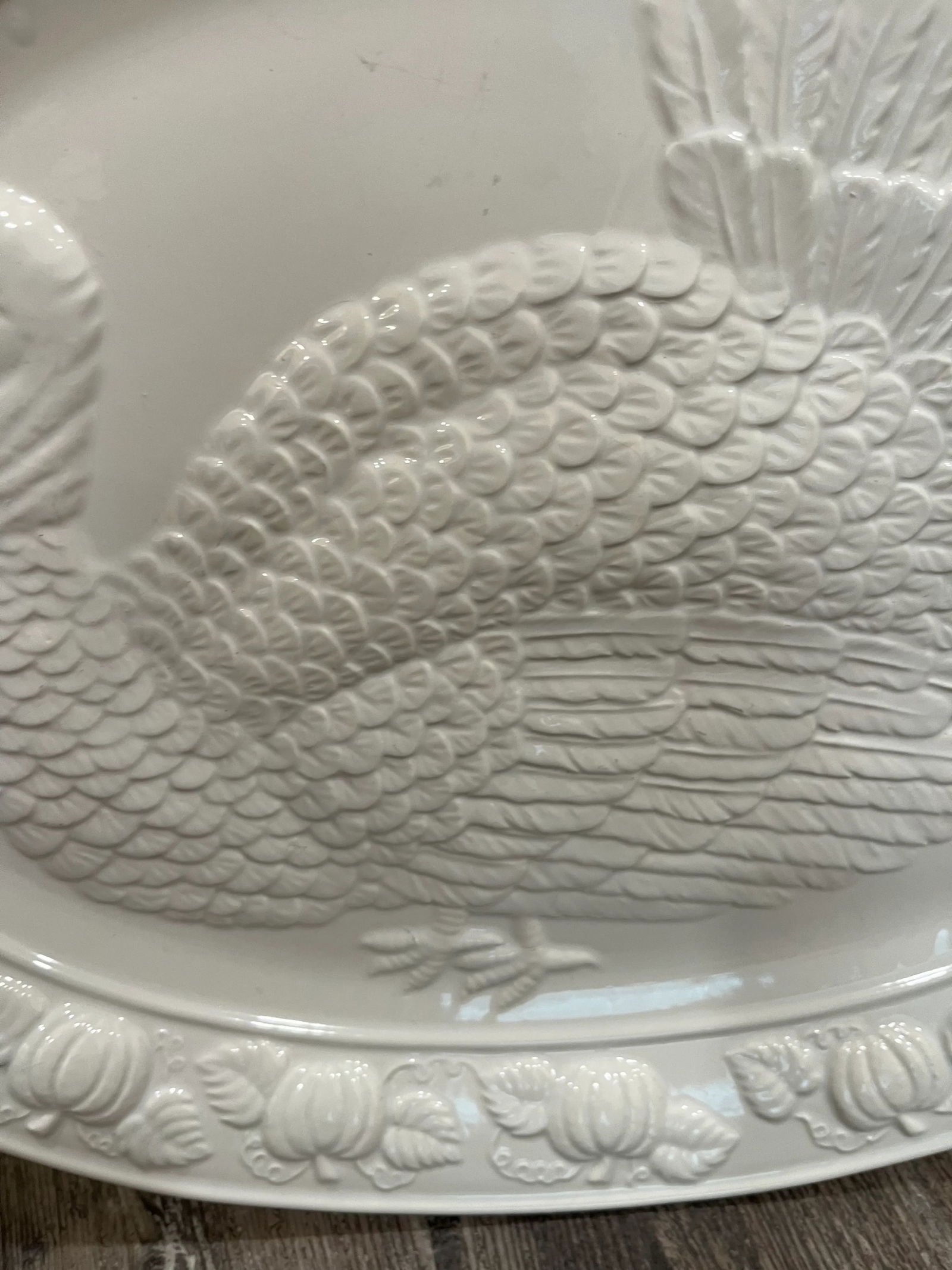 1980s Large White Ceramic Turkey Platter - 3