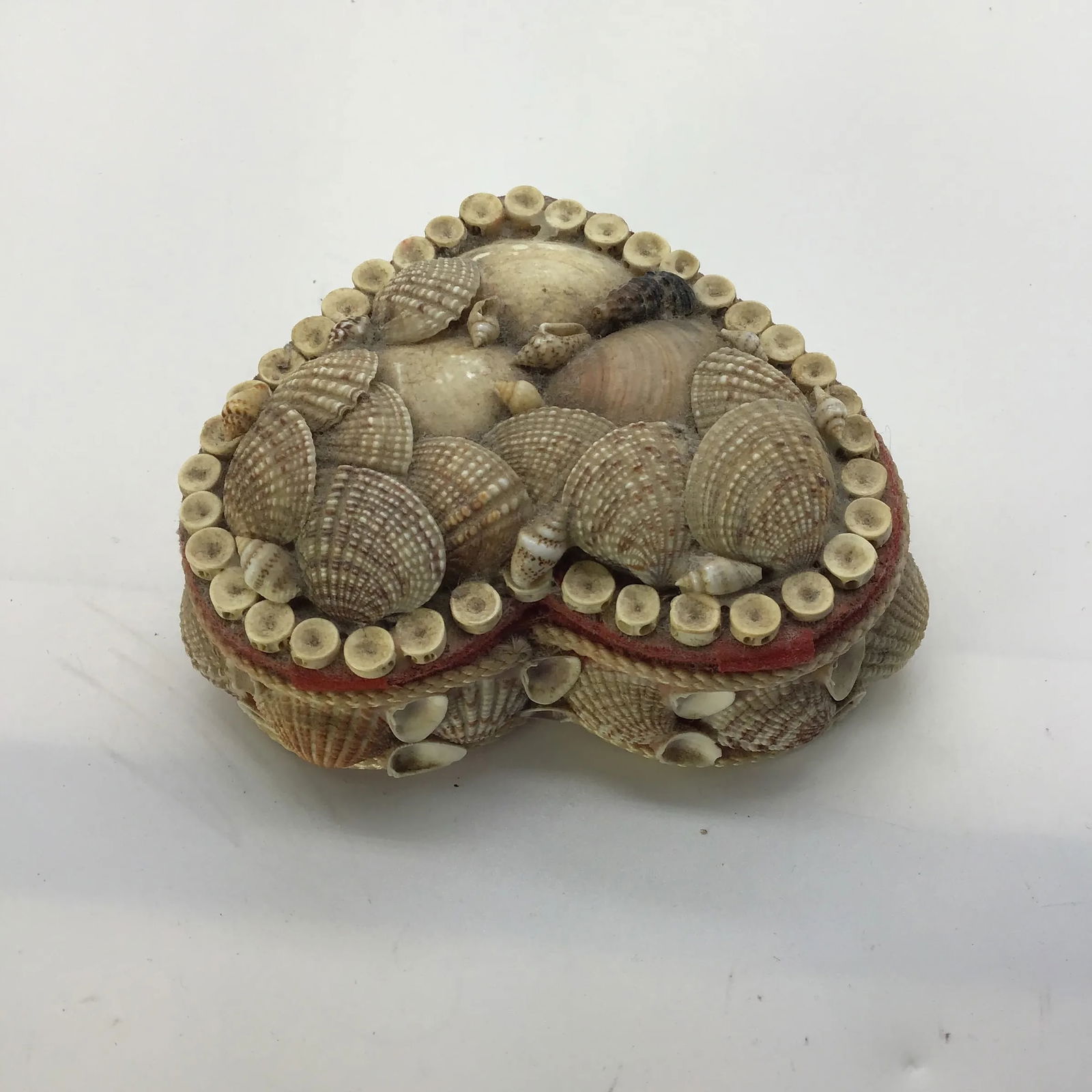 Shell Jewelry Box Vintage Heart Seashell Encrusted Jewelry Trinket Box - 5
