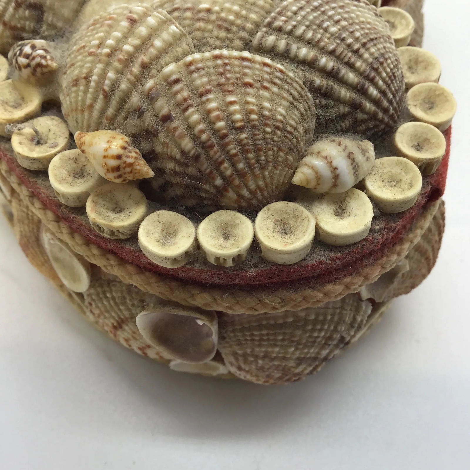 Shell Jewelry Box Vintage Heart Seashell Encrusted Jewelry Trinket Box - 9