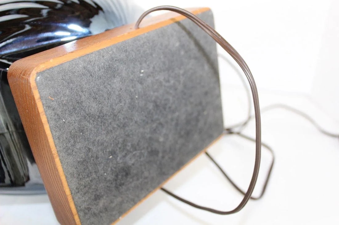 1950s Vintage Art Deco Style Large Metallic Blue Shell Table Lamp - 7