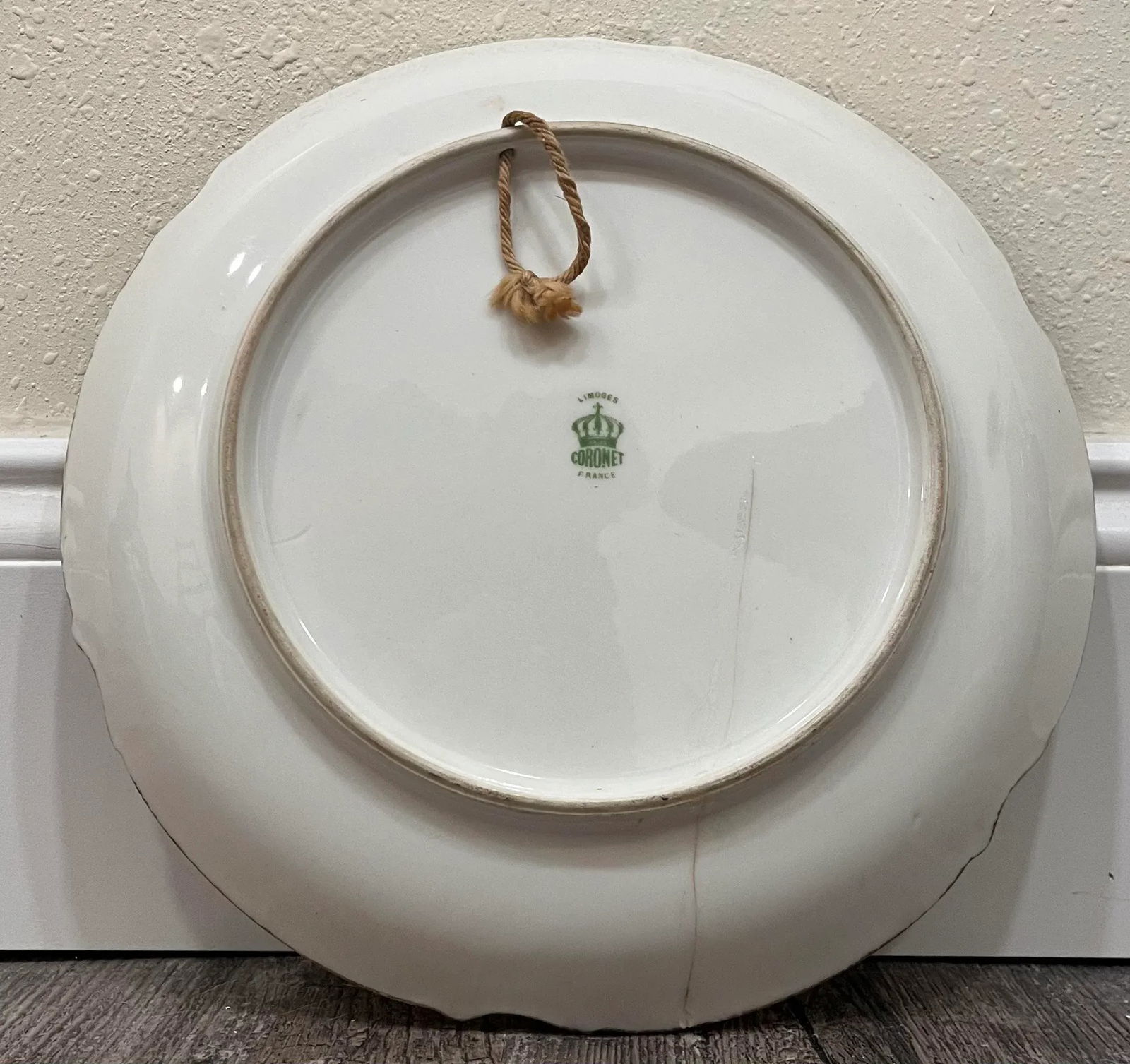 Antique Limoges Coronet Hand-Painted Fishermen Wall Plate- Signed - 2