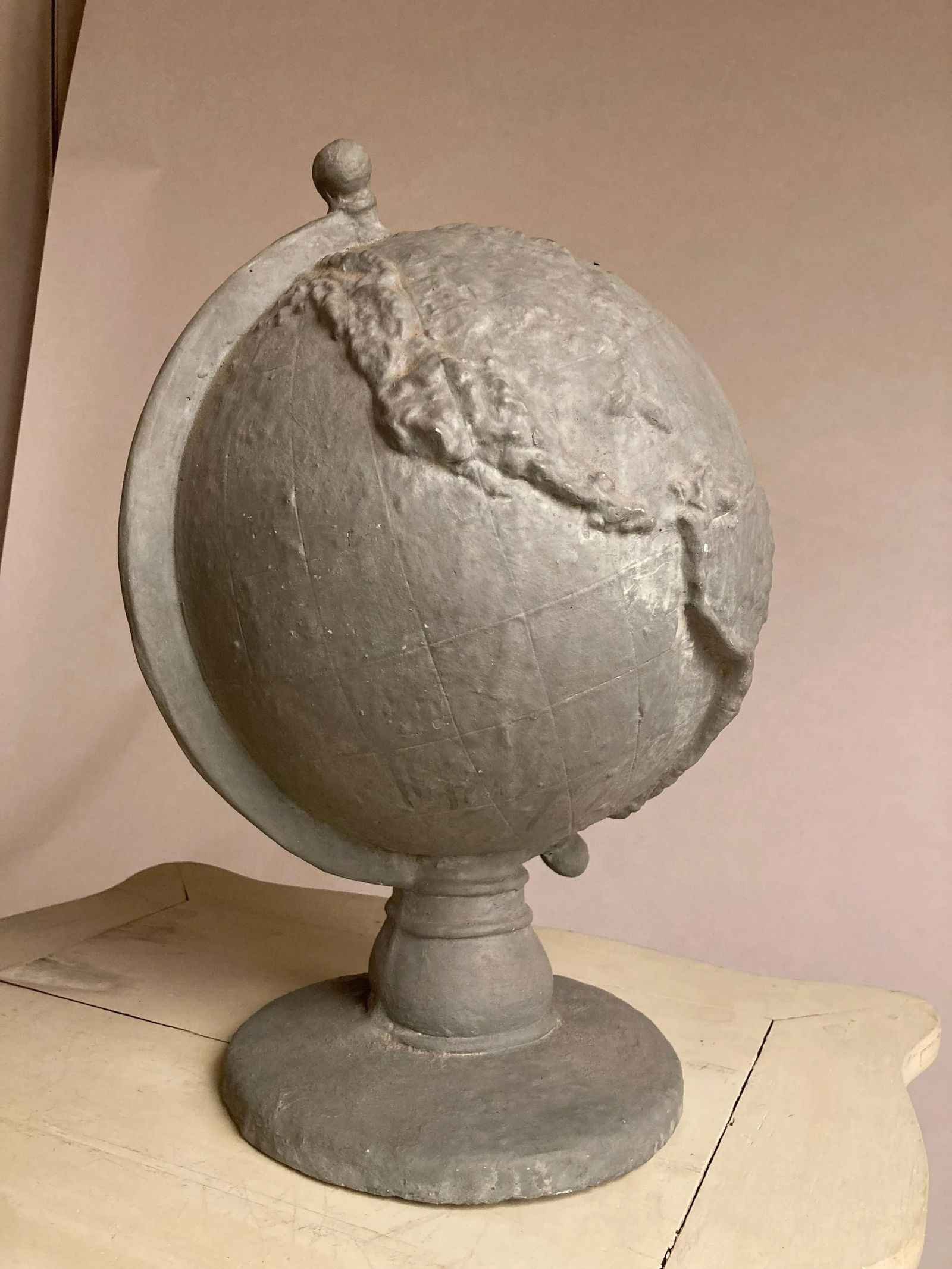 Mid 20th Century Serge Roche Style Plaster Globe of the Earth - 11