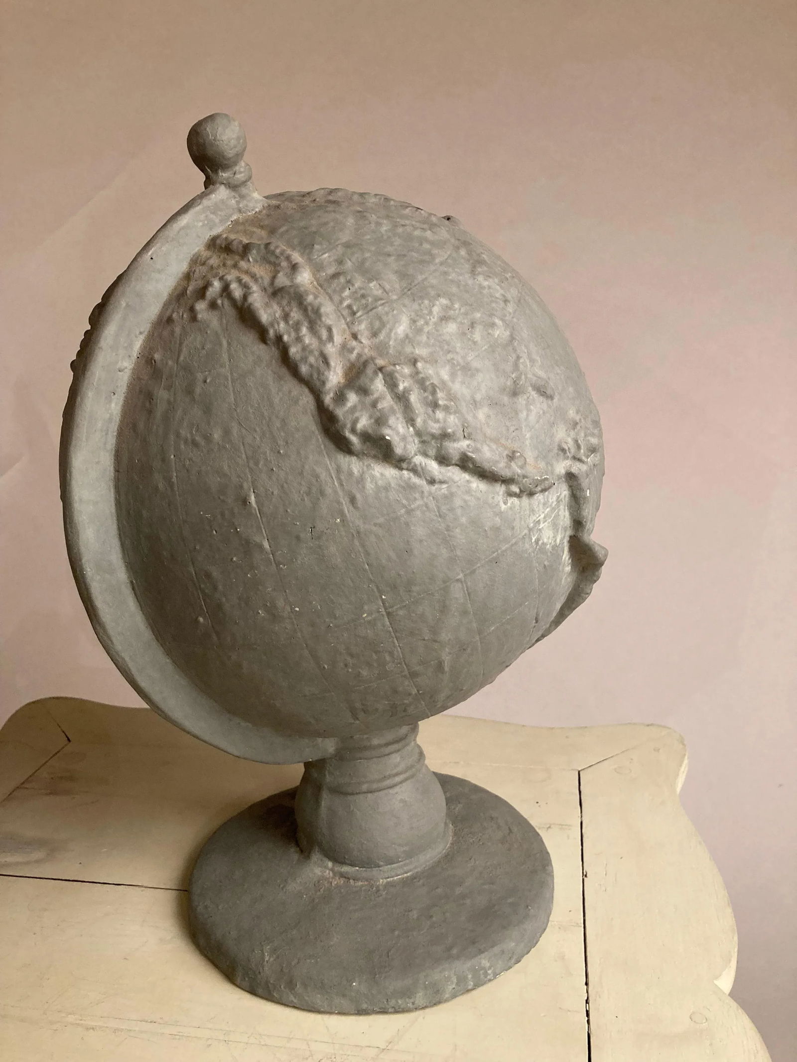 Mid 20th Century Serge Roche Style Plaster Globe of the Earth - 12