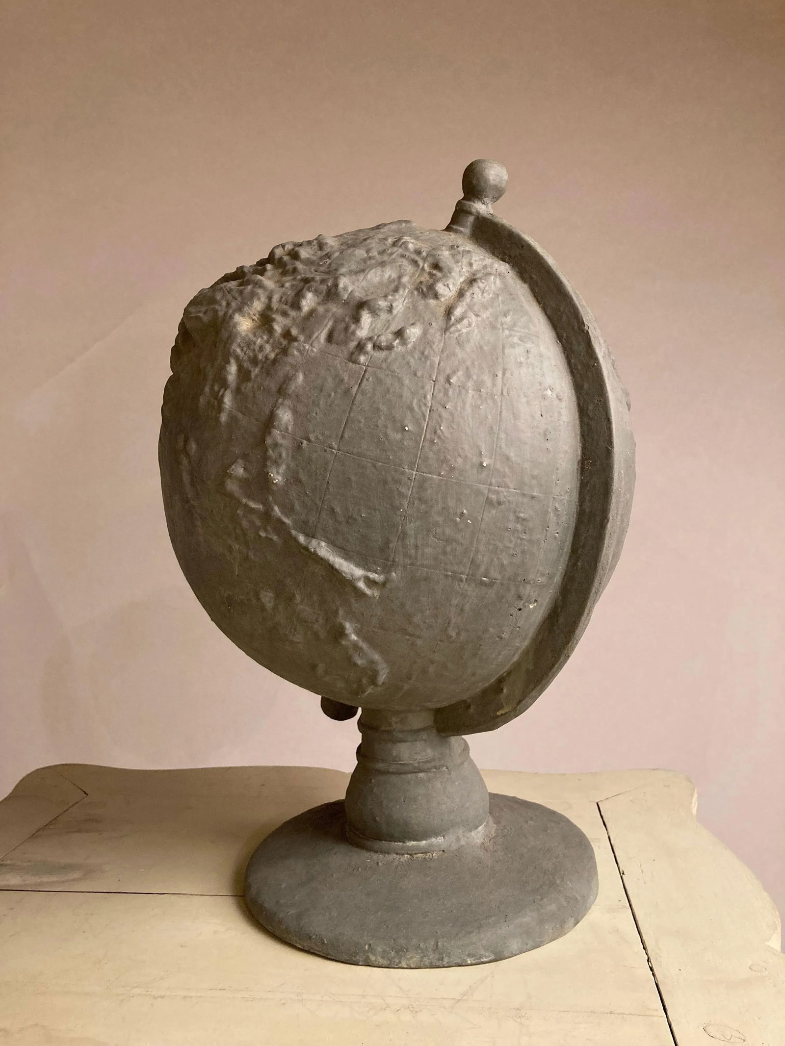 Mid 20th Century Serge Roche Style Plaster Globe of the Earth - 2
