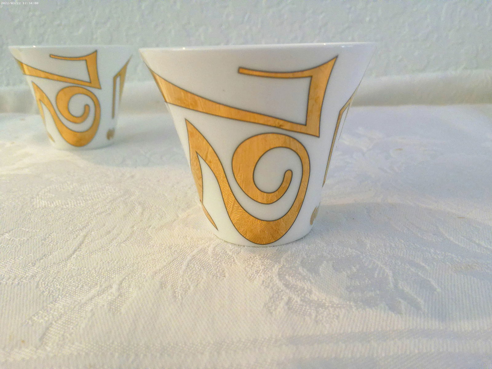 Modern Gold Numbered Porcelain Turkish/Expresso Coffee/Tea Cups, Set of 6 - 2
