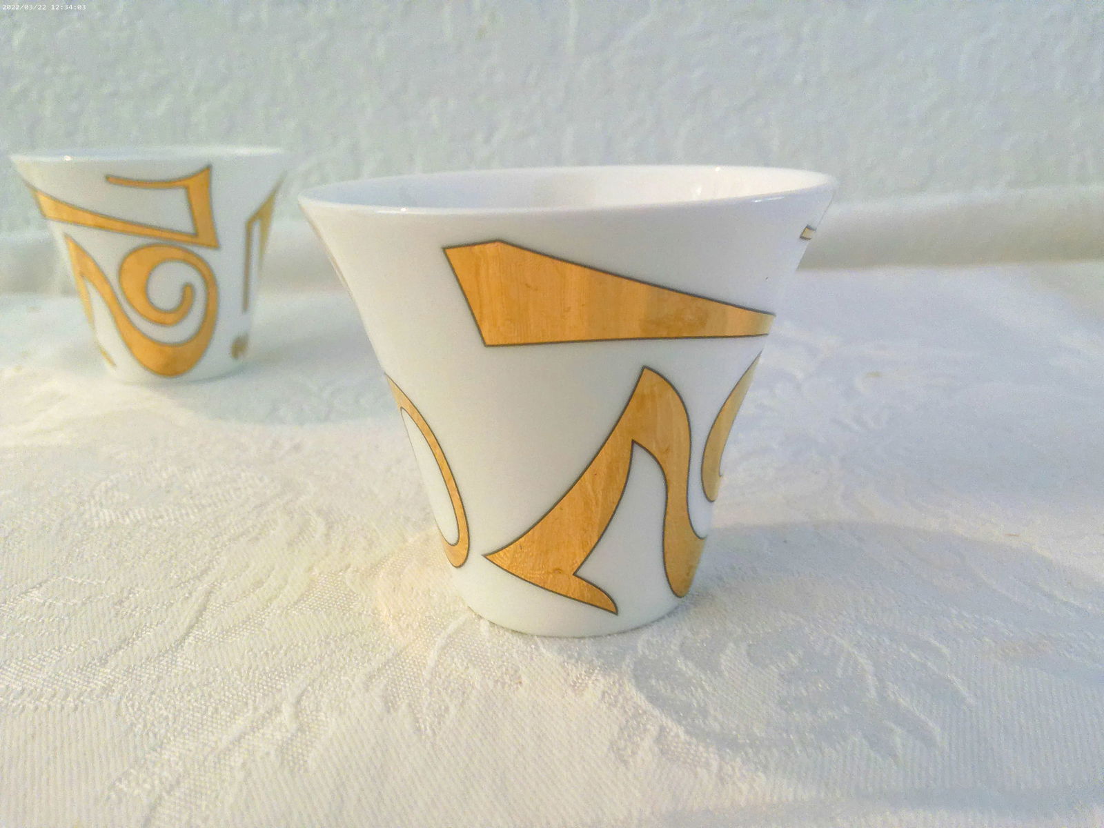 Modern Gold Numbered Porcelain Turkish/Expresso Coffee/Tea Cups, Set of 6 - 4