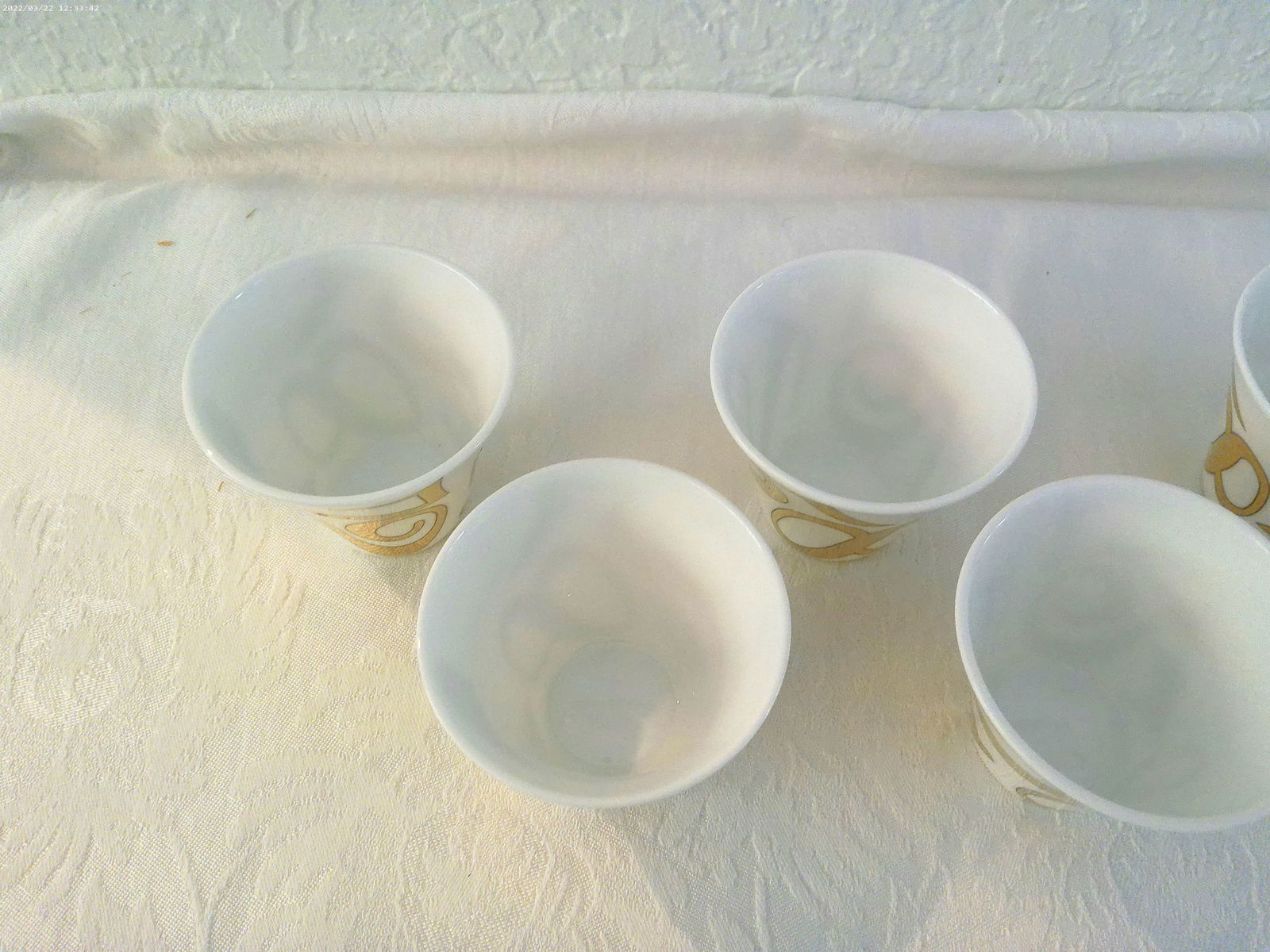 Modern Gold Numbered Porcelain Turkish/Expresso Coffee/Tea Cups, Set of 6 - 5