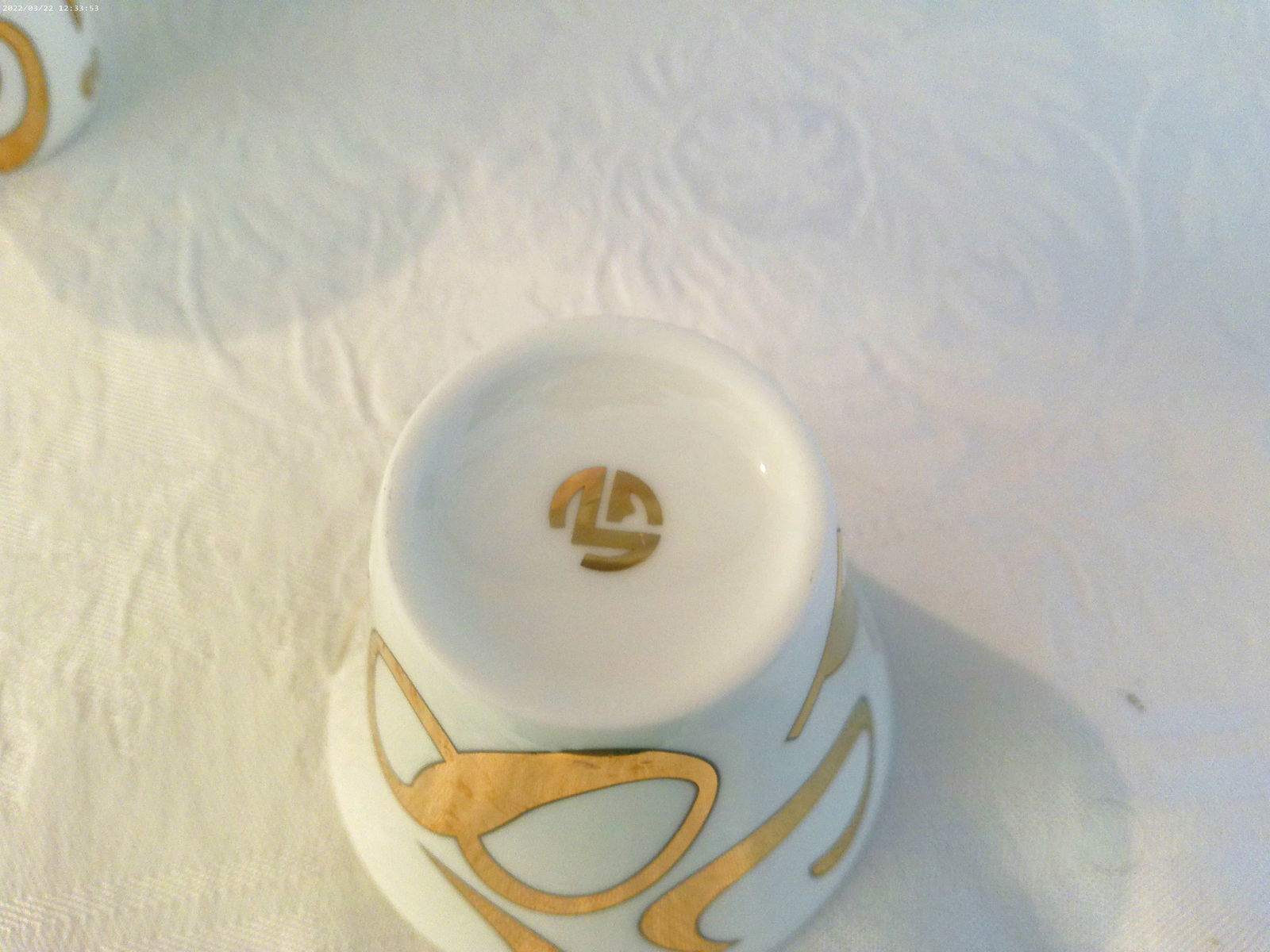 Modern Gold Numbered Porcelain Turkish/Expresso Coffee/Tea Cups, Set of 6 - 6