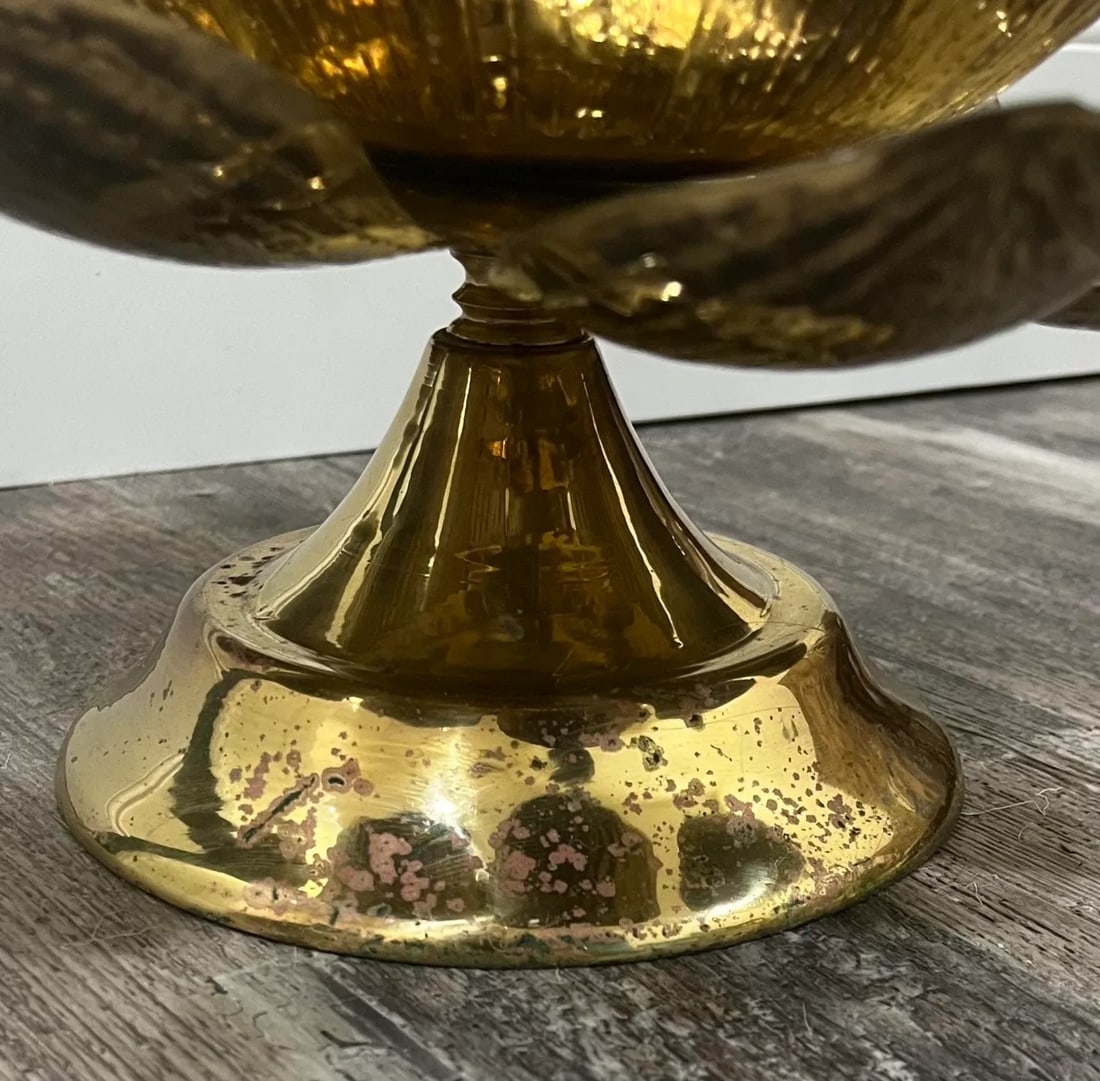 Mid 20th Century Etched Brass Lotus Candlestick Holder in the Manner of Parzinger - 5