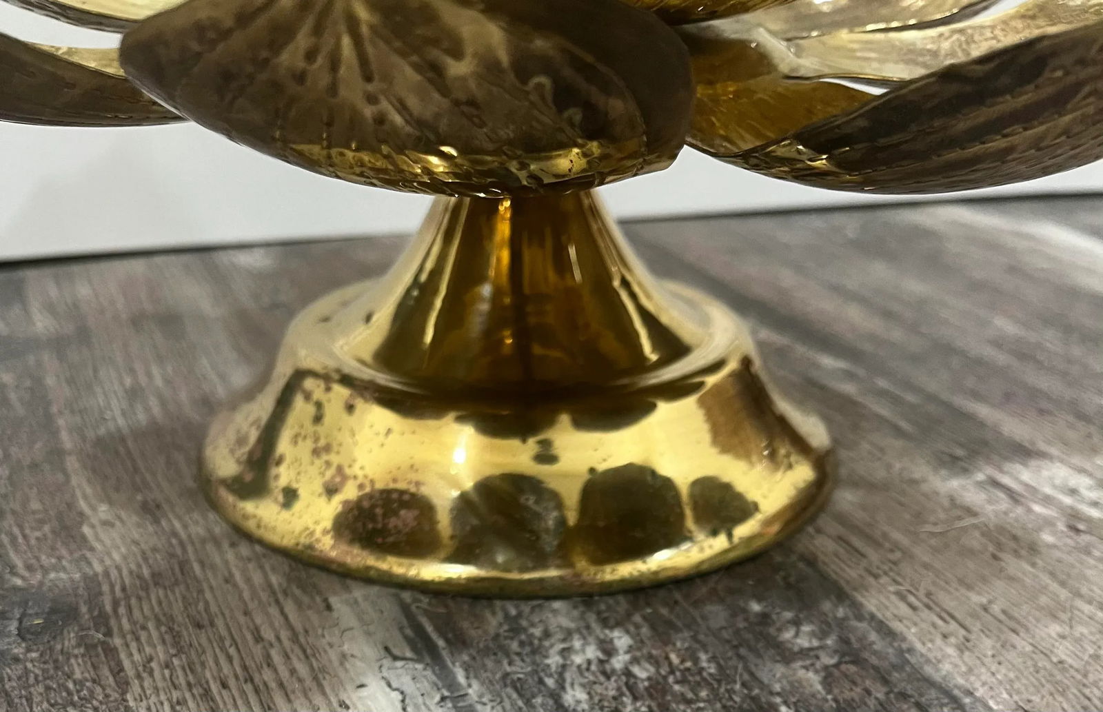Mid 20th Century Etched Brass Lotus Candlestick Holder in the Manner of Parzinger - 6