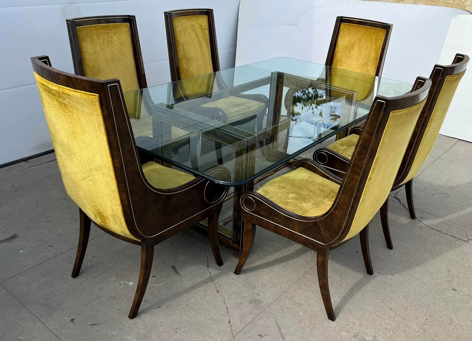 1970s Bernhard Rohne Acid-Etched Brass Dining Set. - 2