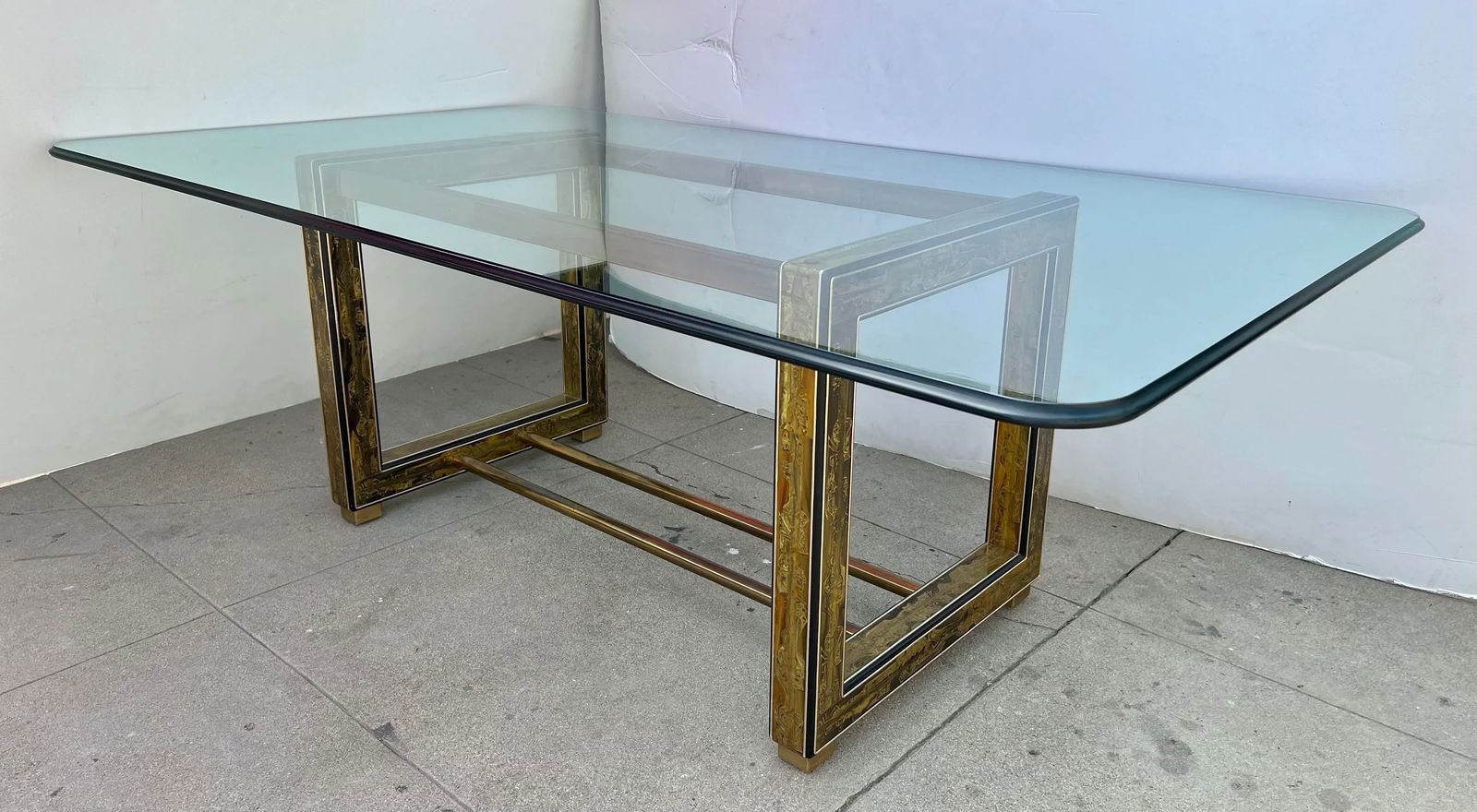 1970s Bernhard Rohne Acid-Etched Brass Dining Set. - 9