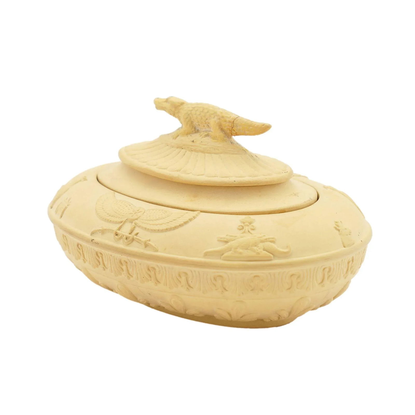 Caneware Creamer and Covered Sugar Bowl in the Egyptian Taste by Schiller & Gerbing, C. 1835 - 5