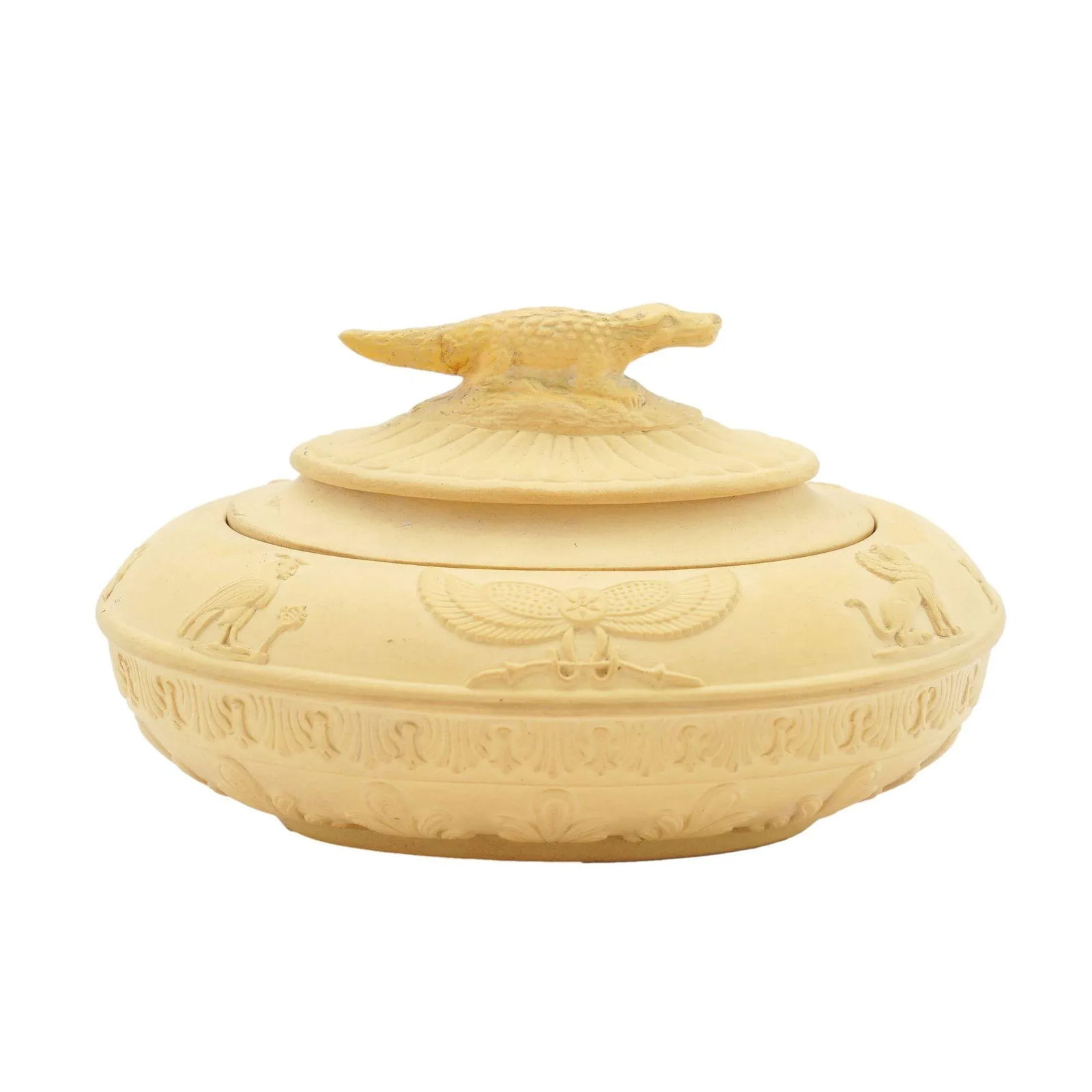 Caneware Creamer and Covered Sugar Bowl in the Egyptian Taste by Schiller & Gerbing, C. 1835 - 7