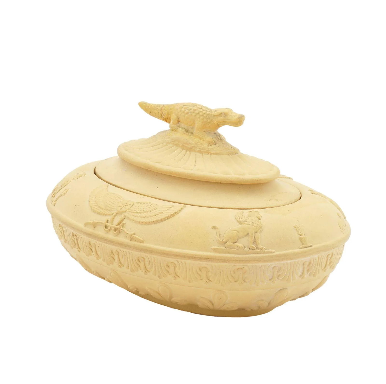 Caneware Creamer and Covered Sugar Bowl in the Egyptian Taste by Schiller & Gerbing, C. 1835 - 8