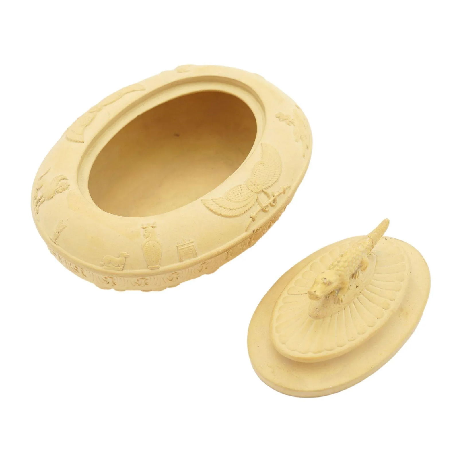 Caneware Creamer and Covered Sugar Bowl in the Egyptian Taste by Schiller & Gerbing, C. 1835 - 9