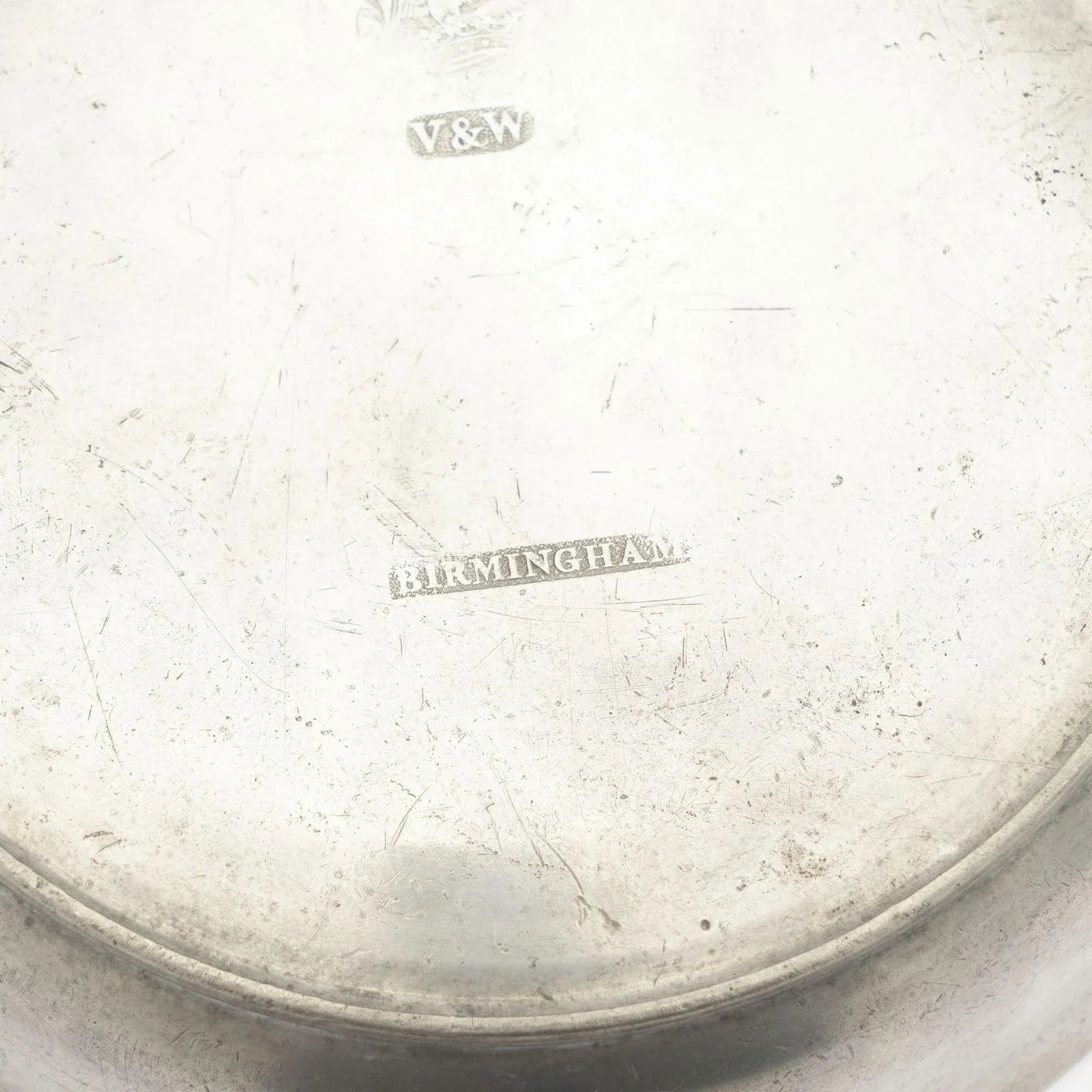 English Pewter Warming Plate With Drop Handles by V&w Birmingham, 1808-1827 - 7