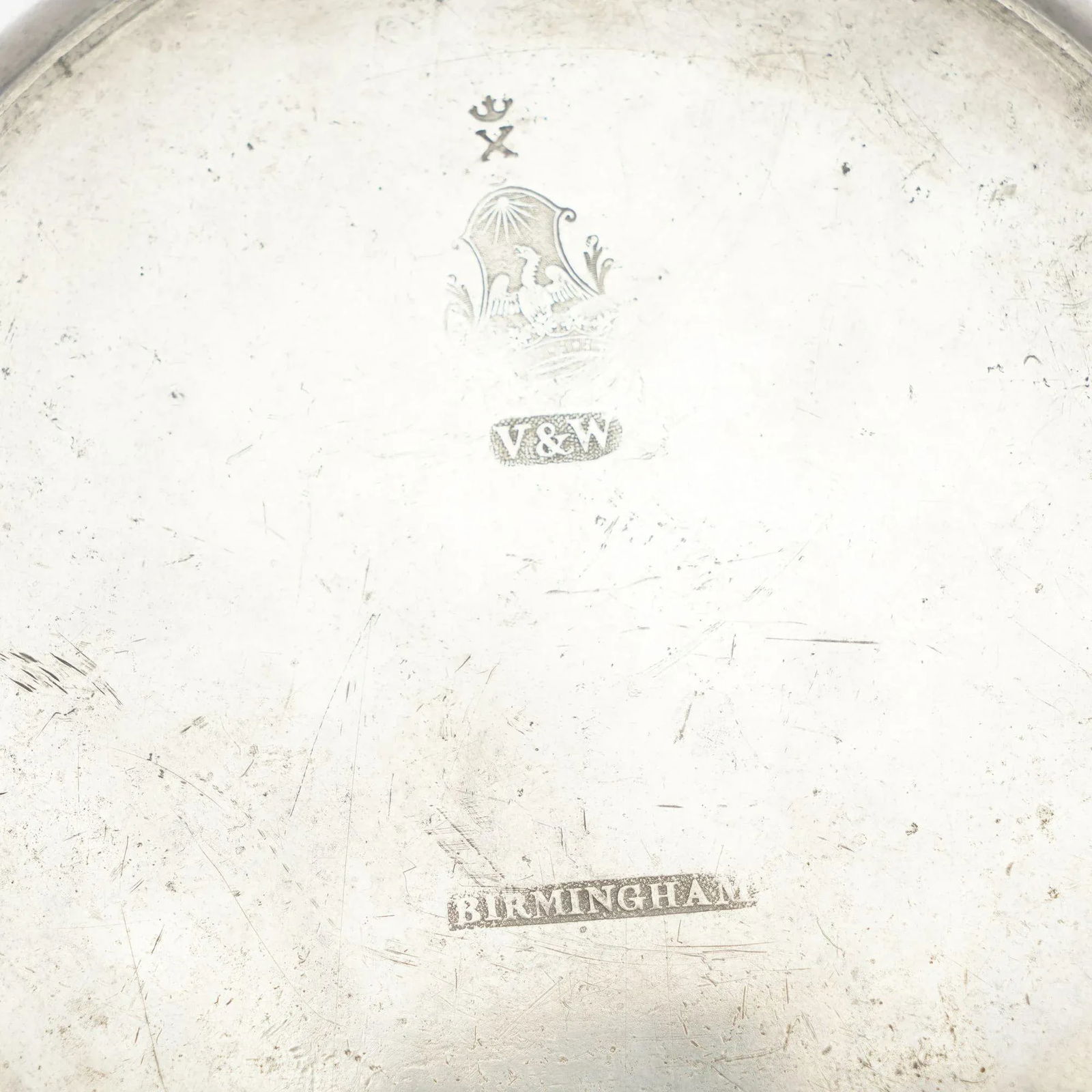 English Pewter Warming Plate With Drop Handles by V&w Birmingham, 1808-1827 - 8