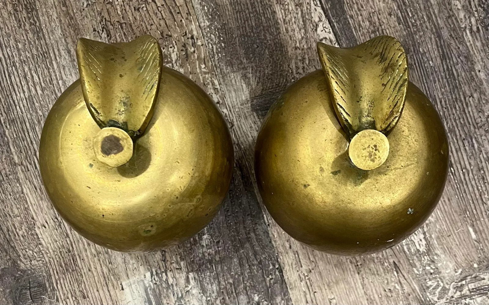 Mid Century Solid Brass Apples- a Pair - 7