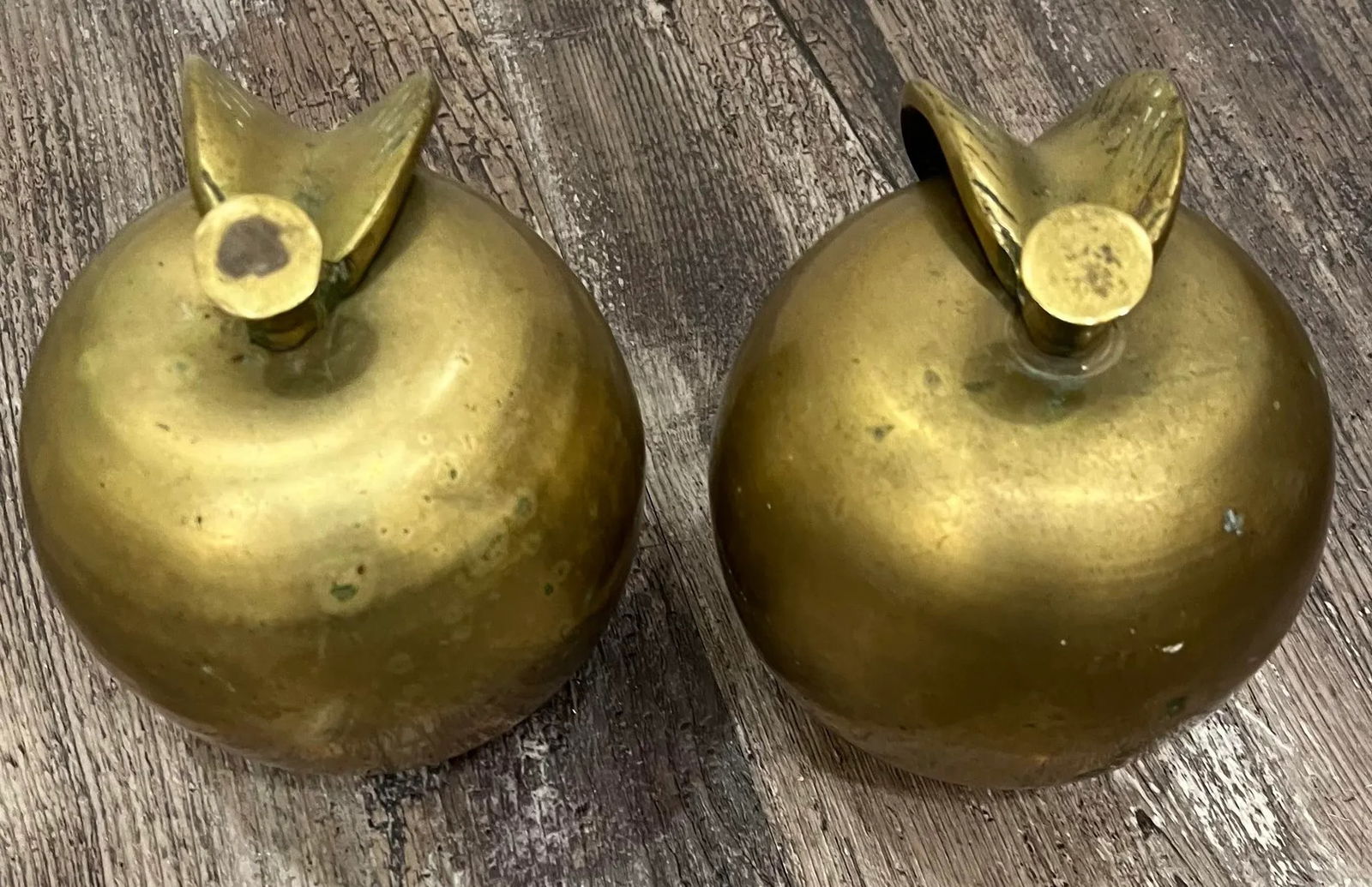 Mid Century Solid Brass Apples- a Pair - 8