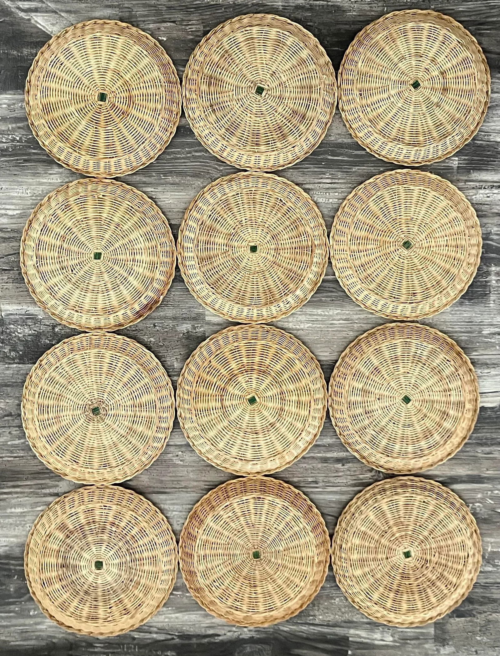 1970s Wicker Charger Plates- Set of 12 - 2