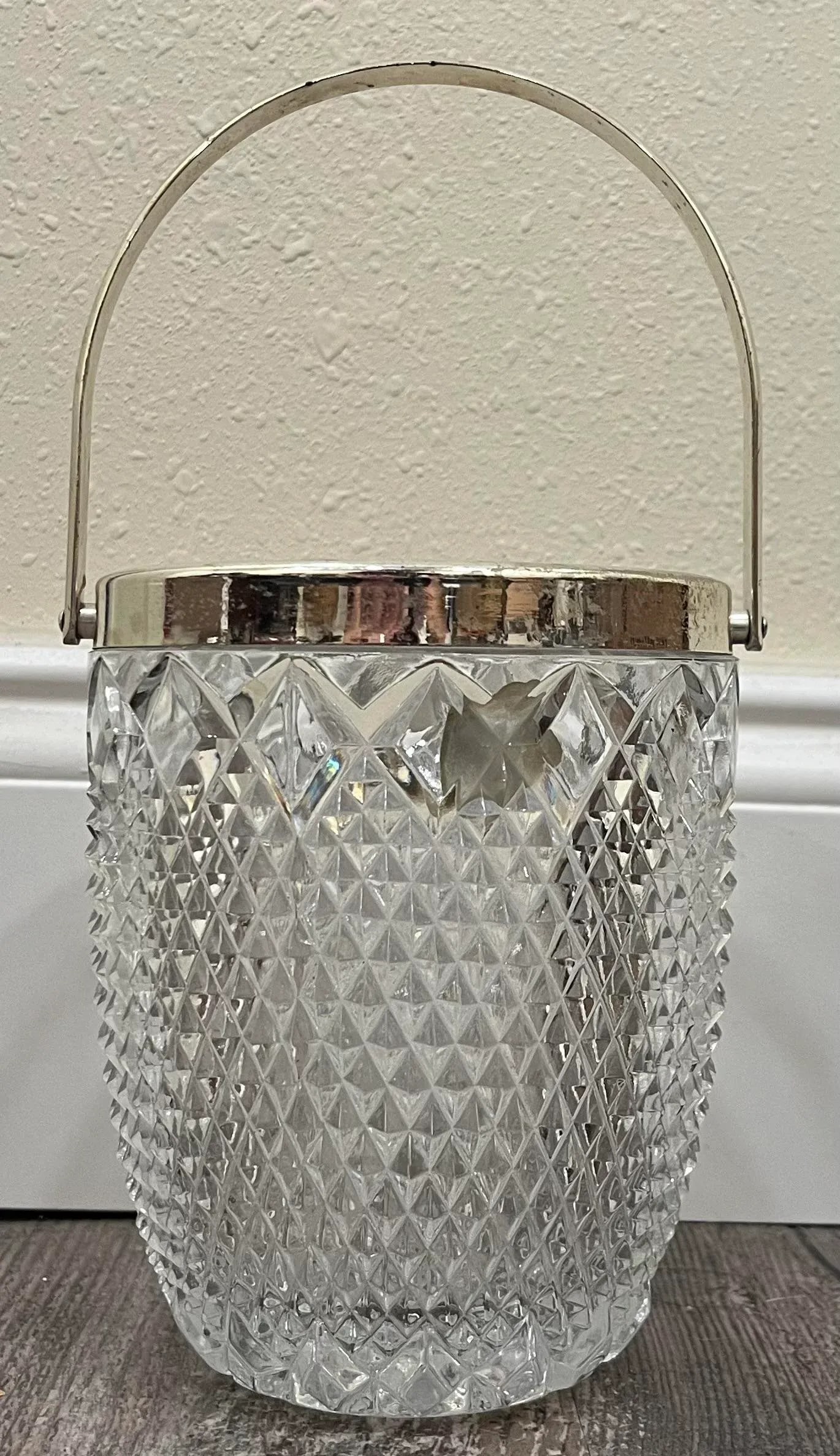 1980s Fb Rogers Silver-Tone Metal and Lead Crystal Ice Bucket - 2