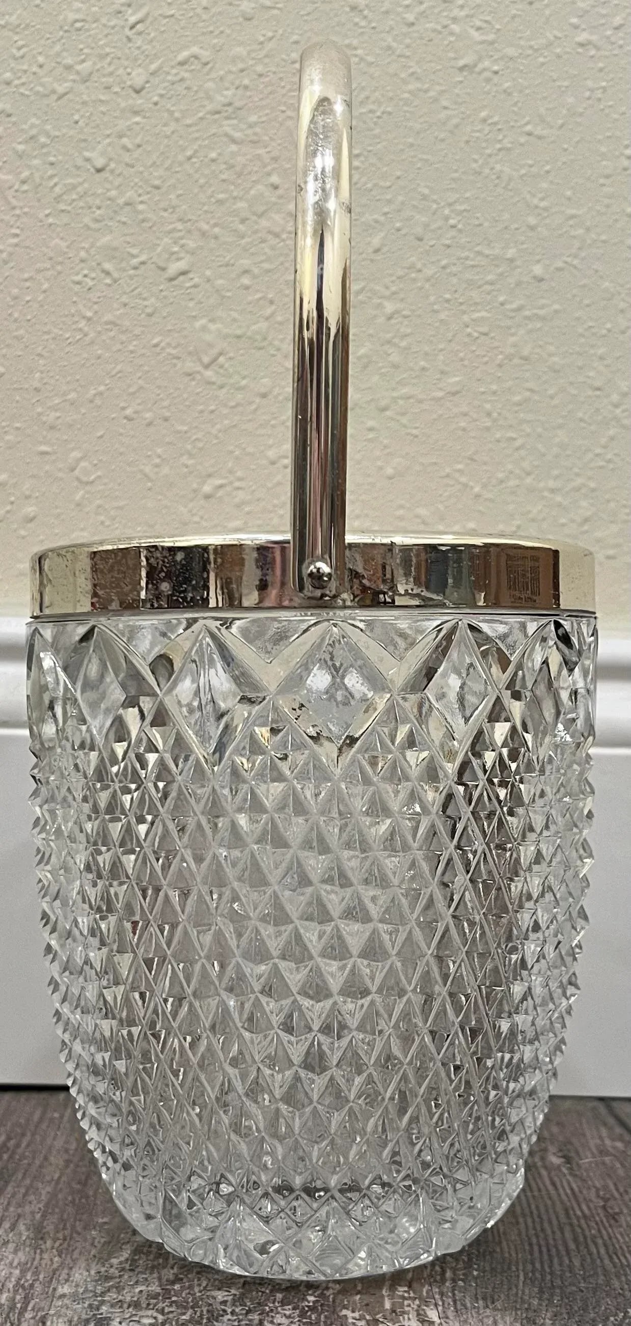 1980s Fb Rogers Silver-Tone Metal and Lead Crystal Ice Bucket - 3