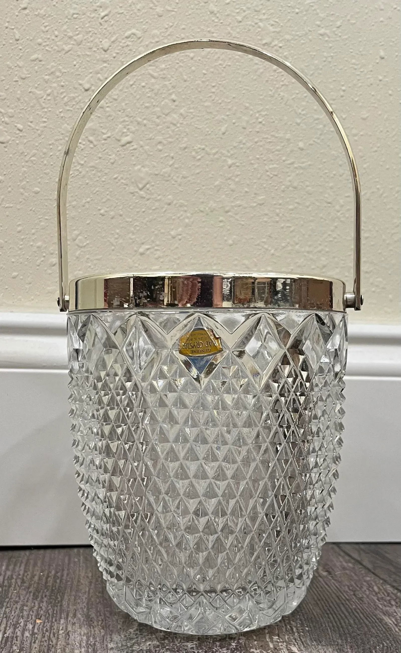 1980s Fb Rogers Silver-Tone Metal and Lead Crystal Ice Bucket - 4