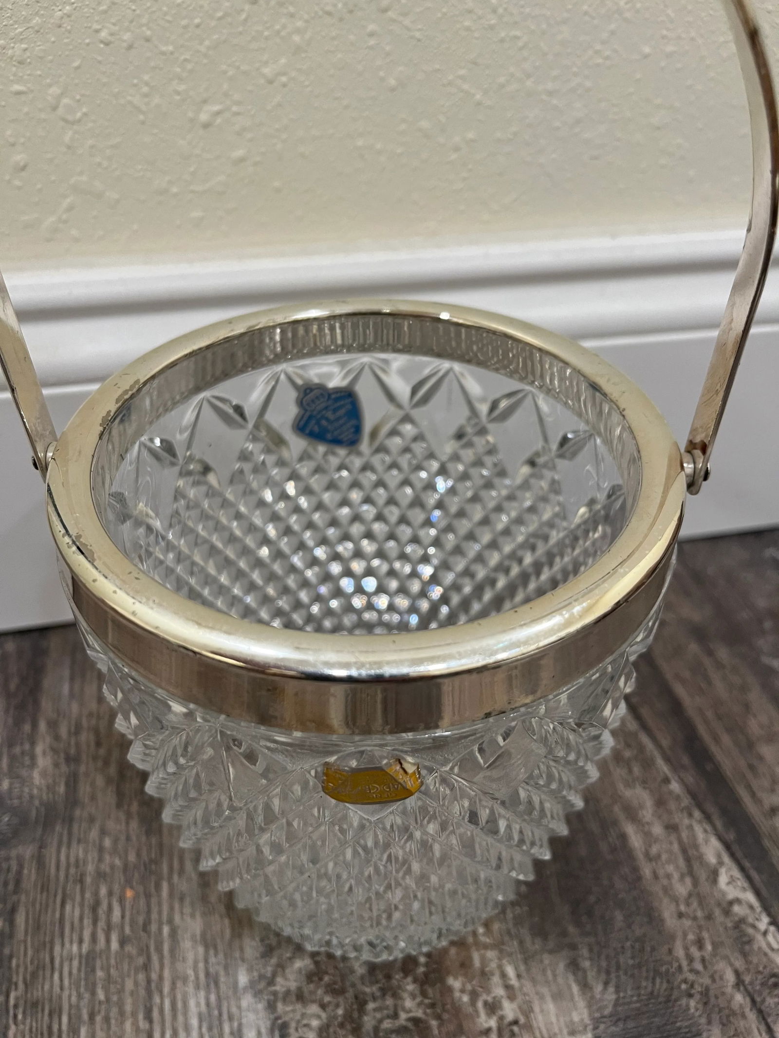 1980s Fb Rogers Silver-Tone Metal and Lead Crystal Ice Bucket - 5